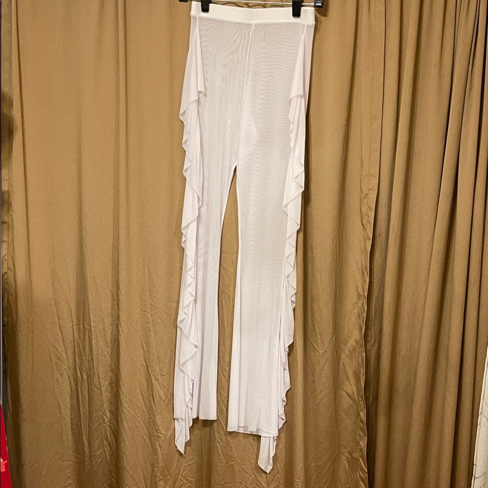 White Ruffled Pants